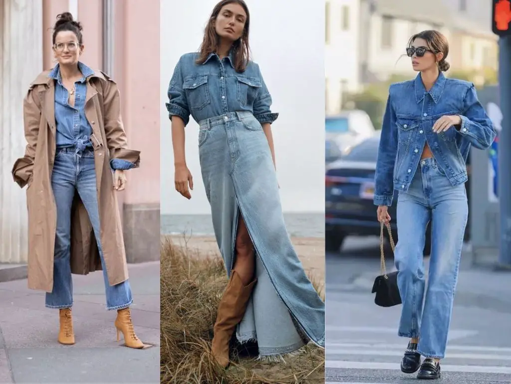Tendências Moda Outono e Inverno 2023 looks all jeans