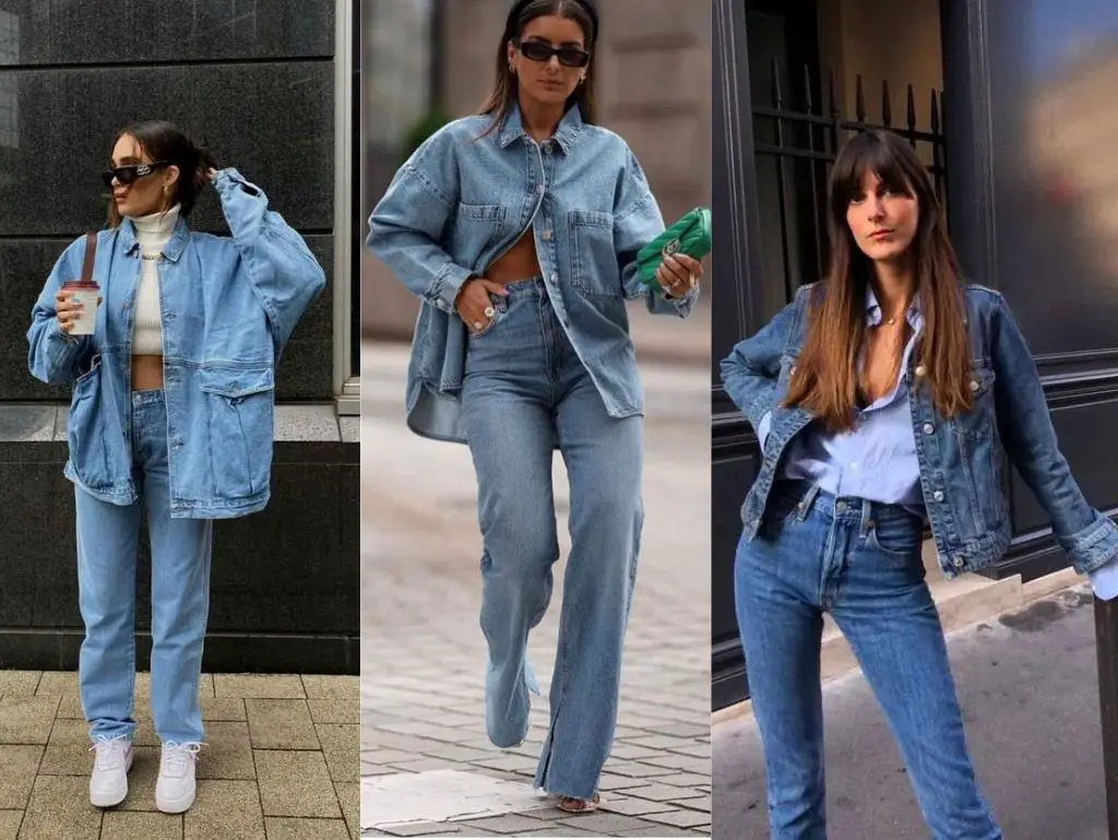 Inspiração de looks com calça e jaqueta jeans