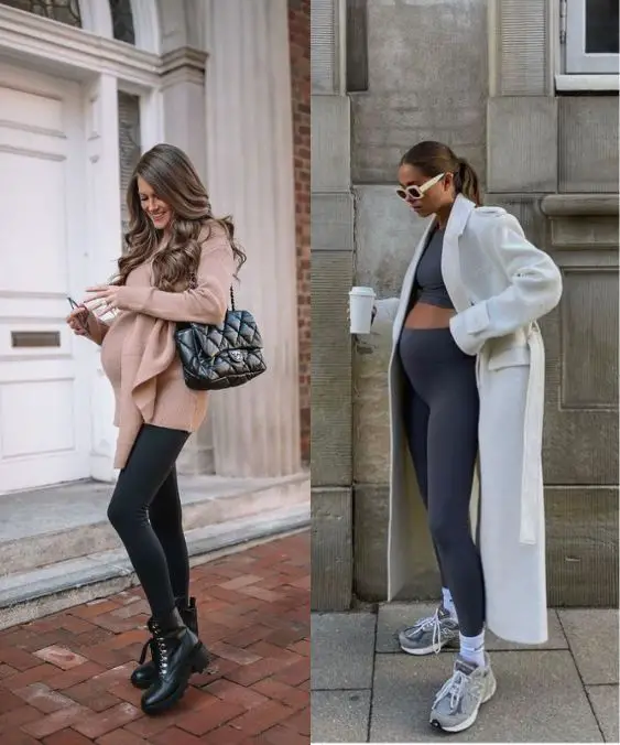 Ideias de look de gravida com legging